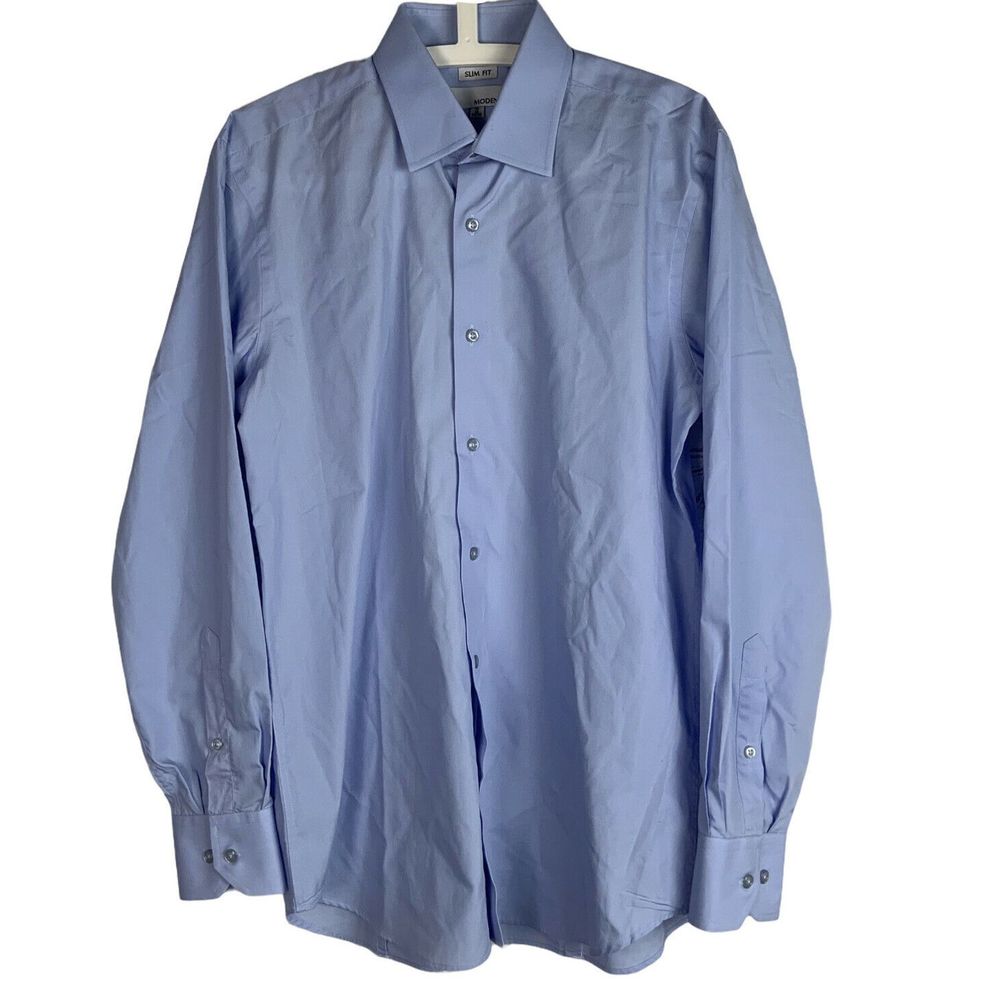MODENA Mens Blue‎ Dress Shirt Size 16 34-35